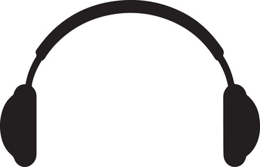 Obraz premium headphone icon silhouette style vector minimal art illustration on a white background. 