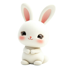 Cute Cartoon Rabbit with Big Ears and Adorable Expression