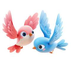 Naklejka premium Colorful Cartoon Birds in Playful Flight with Bright Colors