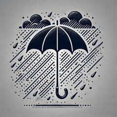 Umbrella Rain An open umbrella shape in black with a few diagona