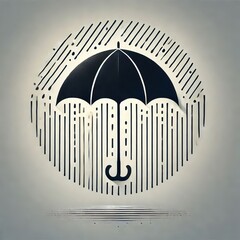 Umbrella Rain An open umbrella shape in black with a few diagona