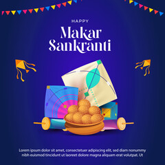 Makar Sankranti Celebration - Harvest Festival and Kite Flying Vector Design