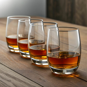 visky glasses in a row
