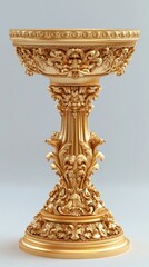 Golden ornate pedestal showcasing exquisite craftsmanship and elegance