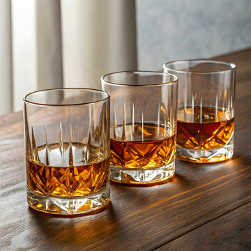 visky glasses in a row