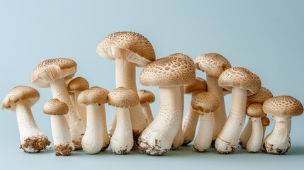 Mushroom presented on a subtle background, colorful fungi image. Background sober, mushroom radiant.