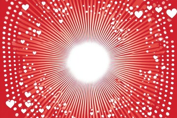 Vibrant Red Valentine's Day Background with Radiating Hearts and Dots, Perfect for Celebrating Love and Affection in a Dynamic Style