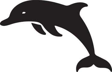 Fototapeta premium dolphin icon silhouette style vector minimal art illustration on a white background. 