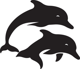 Naklejka premium dolphin icon silhouette style vector minimal art illustration on a white background. 