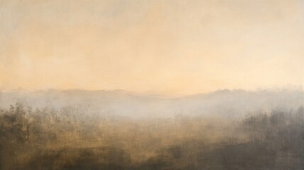 Abstract Landscape Painting Soft Hues Morning Mist