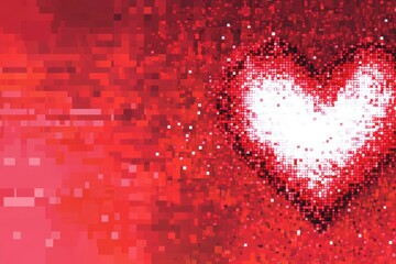 Vibrant Pixelated Heart Design with Red Background Perfect for Valentine's Day Celebrations, Decor, and Creative Projects to Express Love and Affection