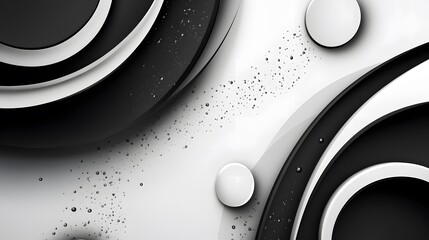 Dynamic black and white background with overlapping circles and lines