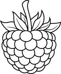 Raspberry to be colored. Coloring book to educate kids. Learn colors. Visual educational game. Easy kid gaming and primary education. Simple level of difficulty. Coloring pages