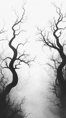 Foggy Forest  Bare Trees  Mystical Winter Landscape