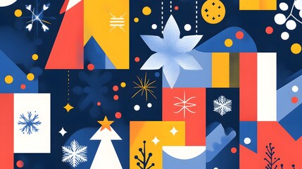 Obraz premium Abstract Geometric Holiday Design Featuring Festive Shapes