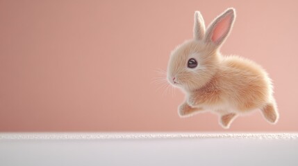 Obraz premium Adorable Fluffy Bunny Rabbit Leaping Joyfully