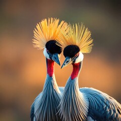 crowned crane balearica regulorum, two cranes , crowned crane bird, grey crowned crane © Muhammad Aamir
