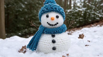 Adorable Crochet Snowman In Winter Wonderland