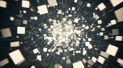 Obraz premium Abstract 3D Cube Explosion Digital Art Visualization