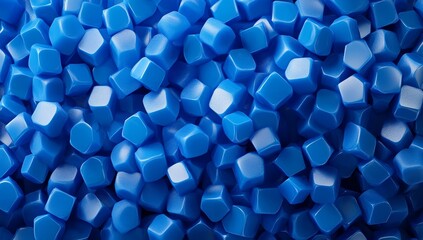 Abstract background of many blue, rounded cubes.