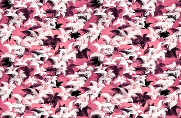 Seamless pattern abstract flowers pink 