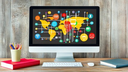 Global Network Connections Shown On Computer Screen