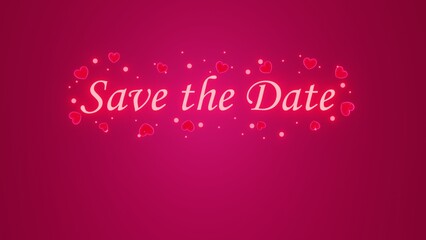 Save the date text isolated on pink glitters bokeh background