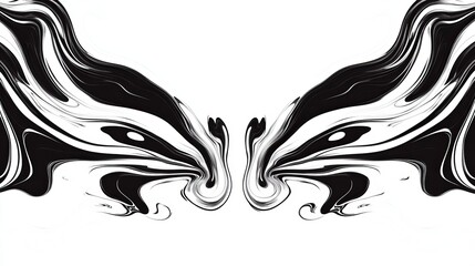 Fototapeta premium Abstract Black And White Swirling Ink Art Design