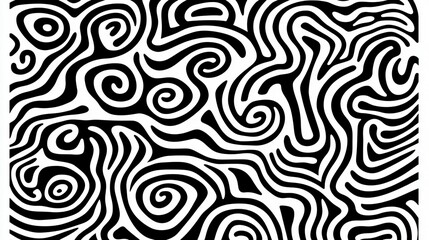Obraz premium Abstract Black and White Swirling Line Art Design