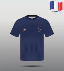 Classic France Soccer Jersey with french flag