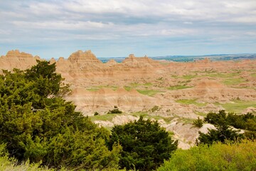 View at Cliff Shelf Nature Trail, Badlands National Park in South Dakota.