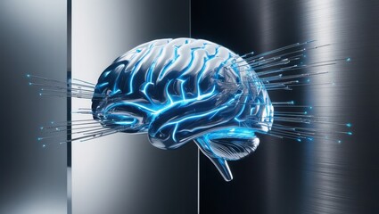 A Glass Brain Connected With Digital Fibers
