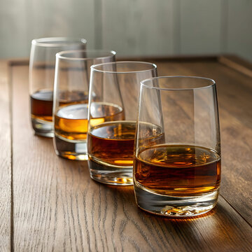 visky glasses in a row