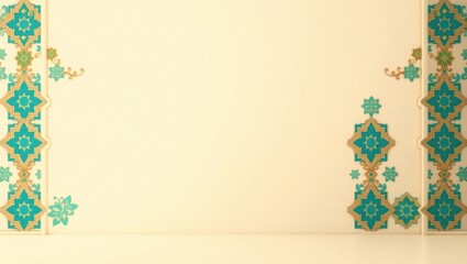 Elegant Teal and Gold Floral Wall Design