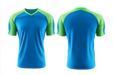 blue and green jersey template for team clubs, jersey sport, front and back, Tshirt mockup sports jersey template design for football soccer, racing, gaming, sports jersey