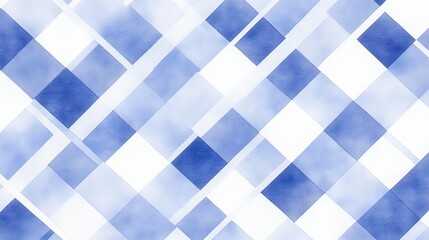 Abstract Blue Watercolor Diagonal Square Pattern