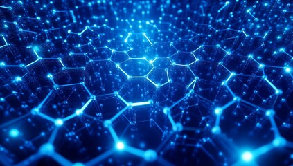 Obraz premium Abstract blue glowing hexagonal network background.