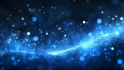 Obraz premium Abstract blue glowing particles wave background.