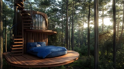 Luxurious Treetop Bedroom In A Serene Forest Setting
