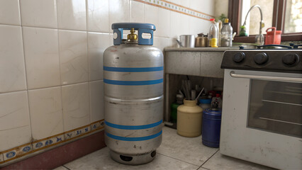 Household gas cylinder for residential gas supply