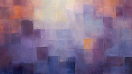 A captivating abstract painting featuring a blend of soft purple and orange hues creating a dreamy atmosphere.