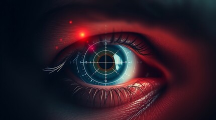 "Digital Female Eye Scanning with Binary Code – Futuristic Technology Concept"

