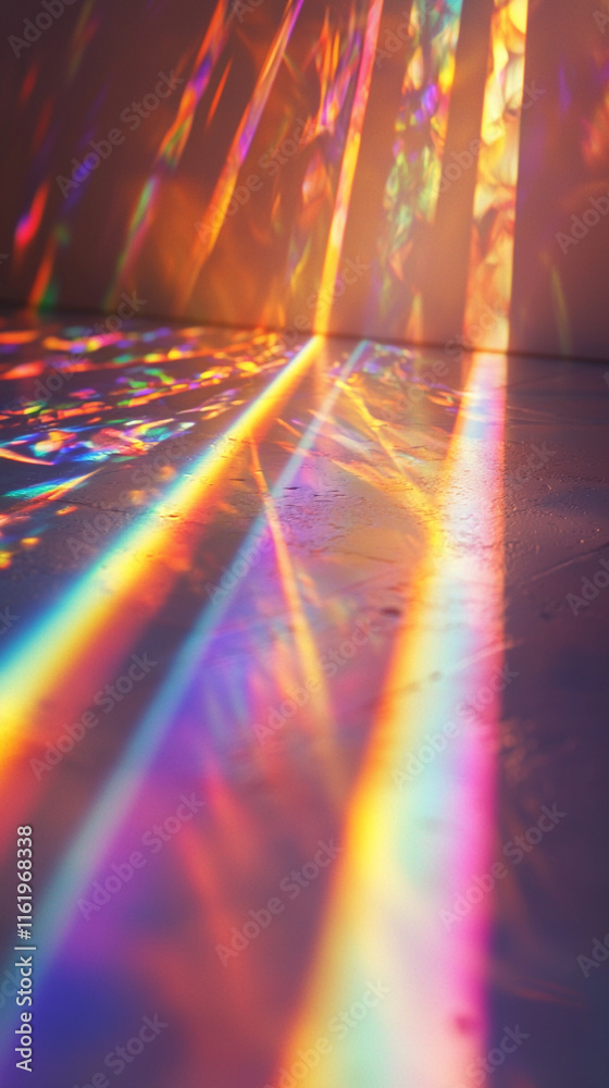 Wall mural rainbow light leaks on surface holographic texture abstract background