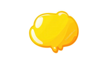 a cartoon-style yellow speech bubble with a dripping effect. isolated on a transparent background