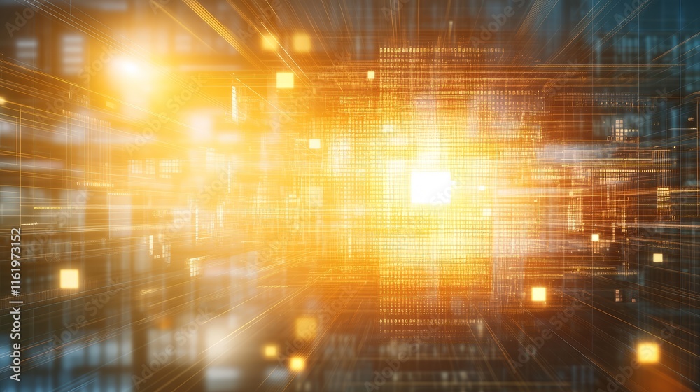 Poster abstract digital data stream network visualization