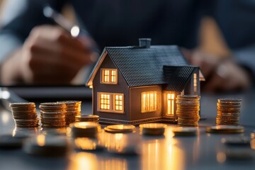 Real estate planning for small homes office setting model display modern environment close-up view property investment strategy