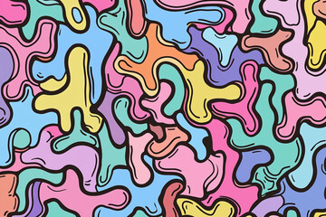 Abstract Colorful Pattern With Fluid Shapes and Vibrant Hues Creating a Playful Visual Texture
