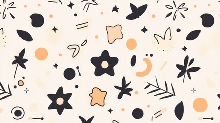 Fototapeta premium Abstract Floral Pattern Pastel and Dark Shapes