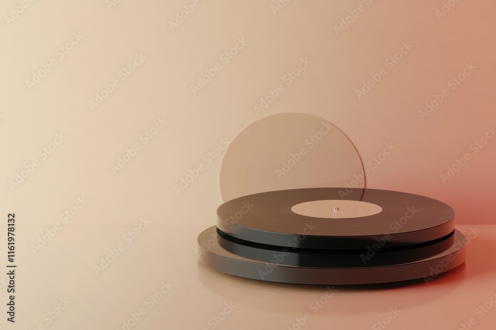 Aufkleber Explore the charm of 3D vintage vinyl records with ample copy space for personal text additions. Generative AI