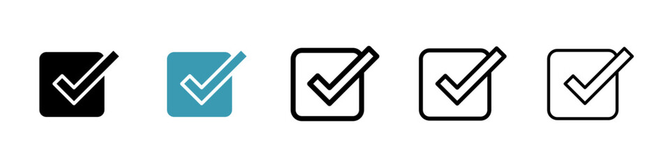 Checkbox icon vector icons set in black and blue format